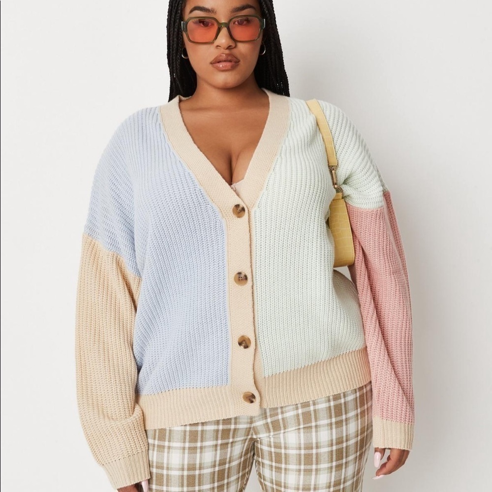 NWT misguided plus color block knit cardigan sz.14/16 - Picture 1 of 7